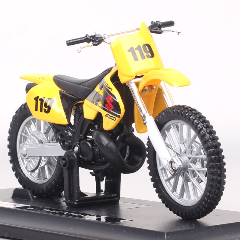 1/18 Scale Maisto No.119 SUZUKI RM250 dirt bikes Motocross MX AMA Bicycle superbike metal diecast motorcycle model Toys for boys 1/18 Scale Maisto No.119 SUZUKI RM250 dirt bikes Motocross MX AMA Bicycle superbike metal diecast motorcycle model Toys for boys
