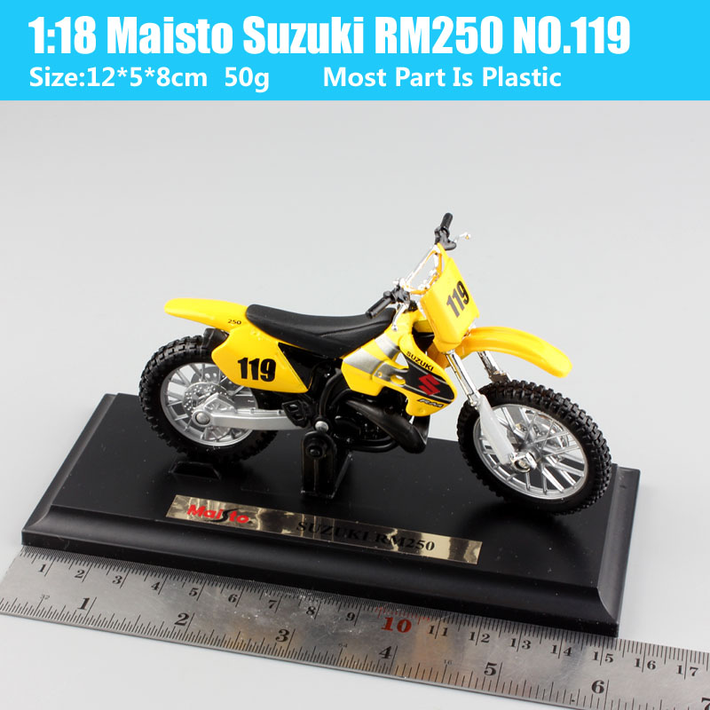 1/18 Scale Maisto No.119 SUZUKI RM250 dirt bikes Motocross MX AMA Bicycle superbike metal diecast motorcycle model Toys for boys 1/18 Scale Maisto No.119 SUZUKI RM250 dirt bikes Motocross MX AMA Bicycle superbike metal diecast motorcycle model Toys for boys