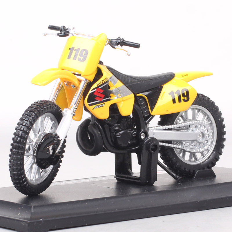 1/18 Scale Maisto No.119 SUZUKI RM250 dirt bikes Motocross MX AMA Bicycle superbike metal diecast motorcycle model Toys for boys 1/18 Scale Maisto No.119 SUZUKI RM250 dirt bikes Motocross MX AMA Bicycle superbike metal diecast motorcycle model Toys for boys