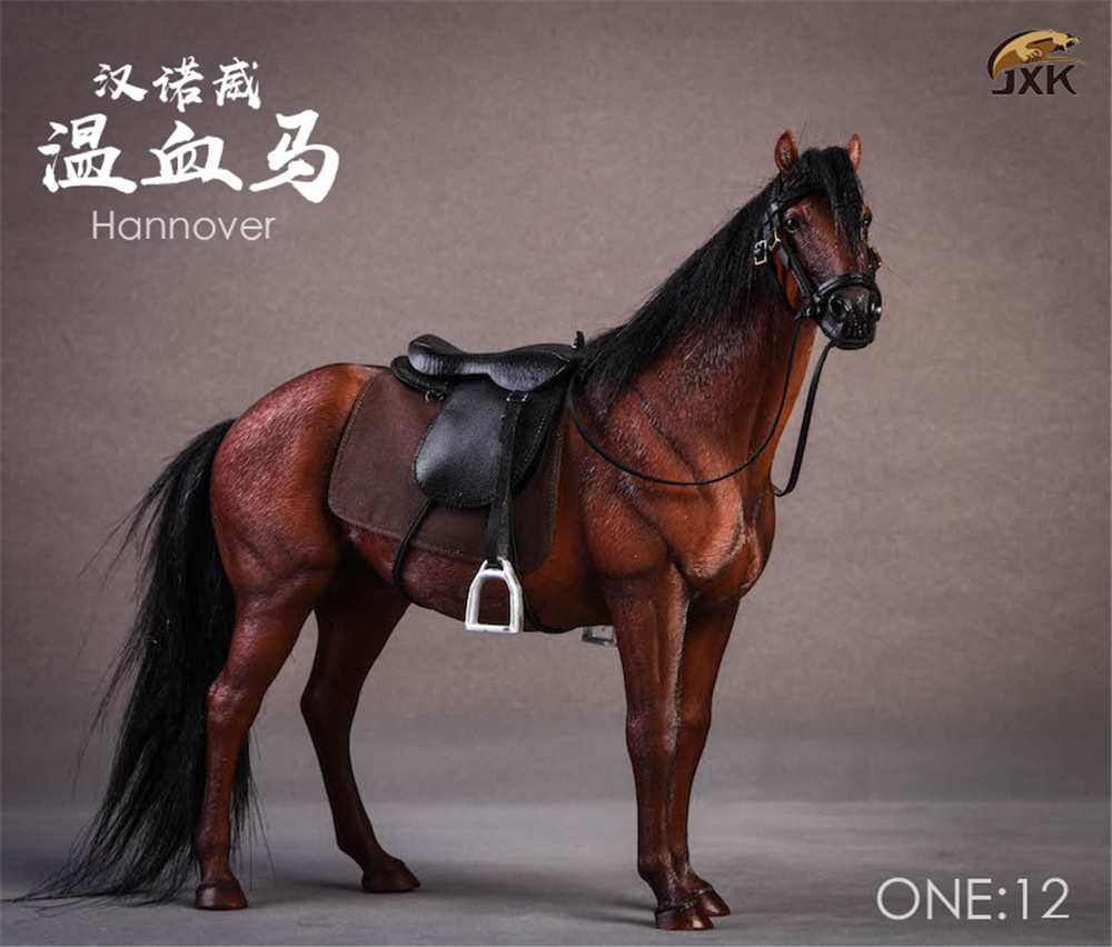 JXK 1:12 Scale German Hannover Horse Animal Model Healing Figure Equidae Animal Collector Toy Resin Desktop Decoration Gift