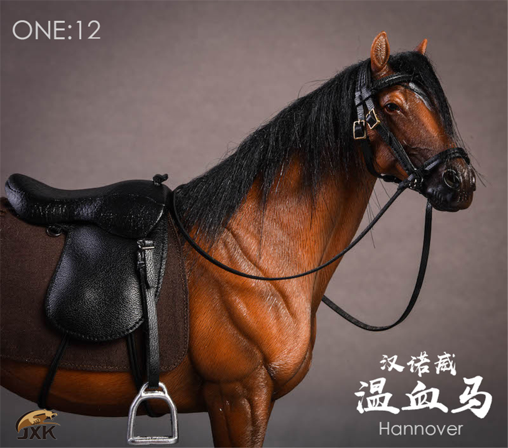 JXK 1:12 Scale German Hannover Horse Animal Model Healing Figure Equidae Animal Collector Toy Resin Desktop Decoration Gift