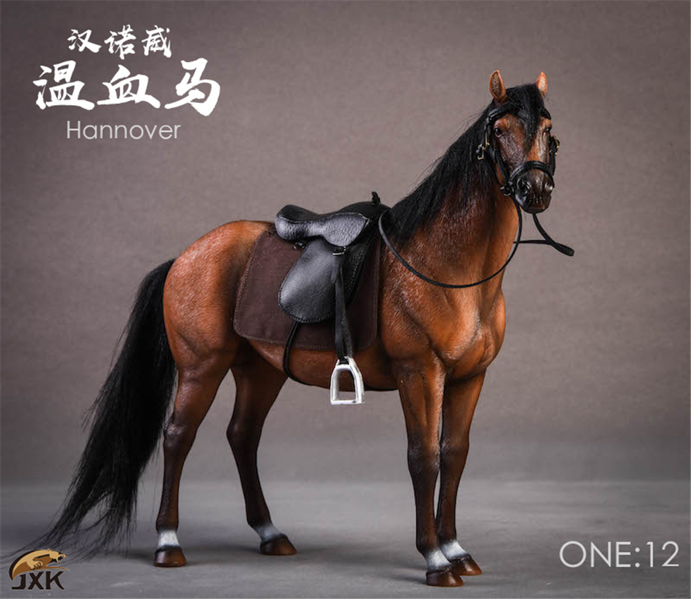 JXK 1:12 Scale German Hannover Horse Animal Model Healing Figure Equidae Animal Collector Toy Resin Desktop Decoration Gift