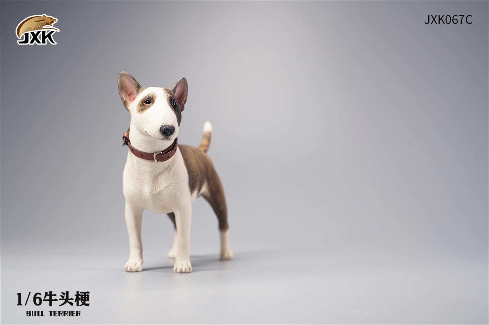 JXK 1:6 Scale Bull Terrier Figure Dog Pet Healing Figure Cute Canidae Animal Collector Toy Resin Desktop Decoration Gift