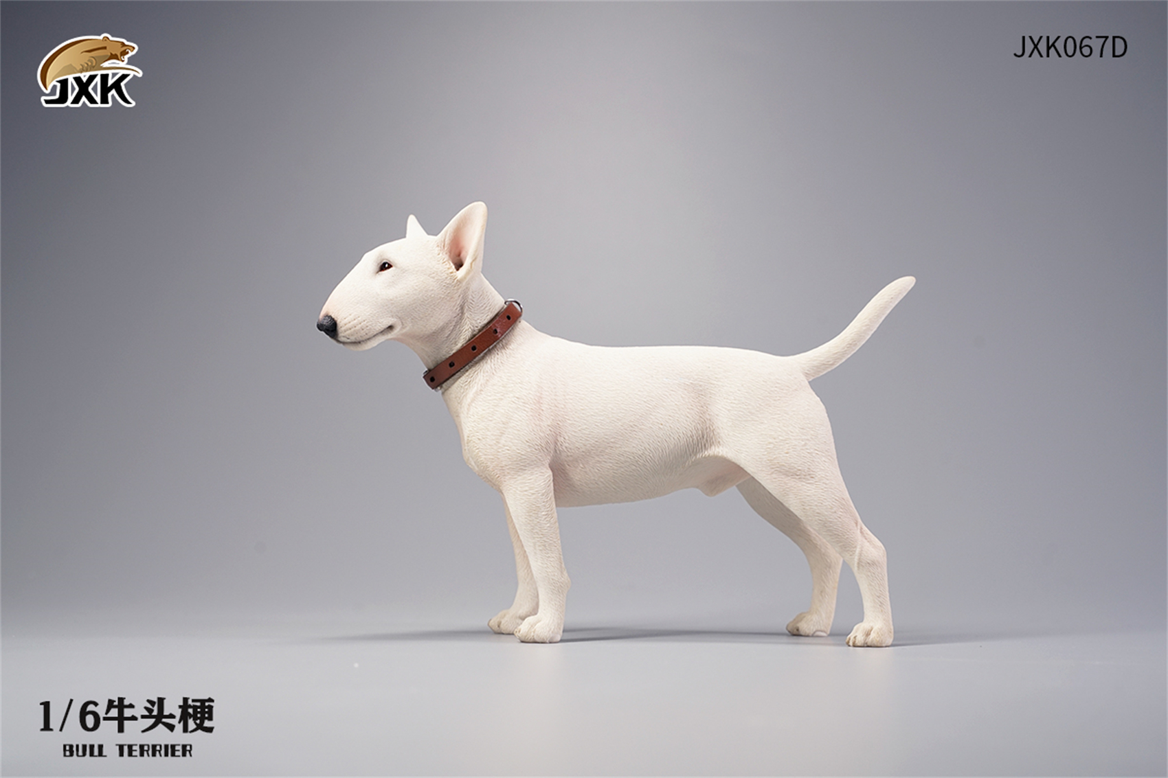 JXK 1:6 Scale Bull Terrier Figure Dog Pet Healing Figure Cute Canidae Animal Collector Toy Resin Desktop Decoration Gift