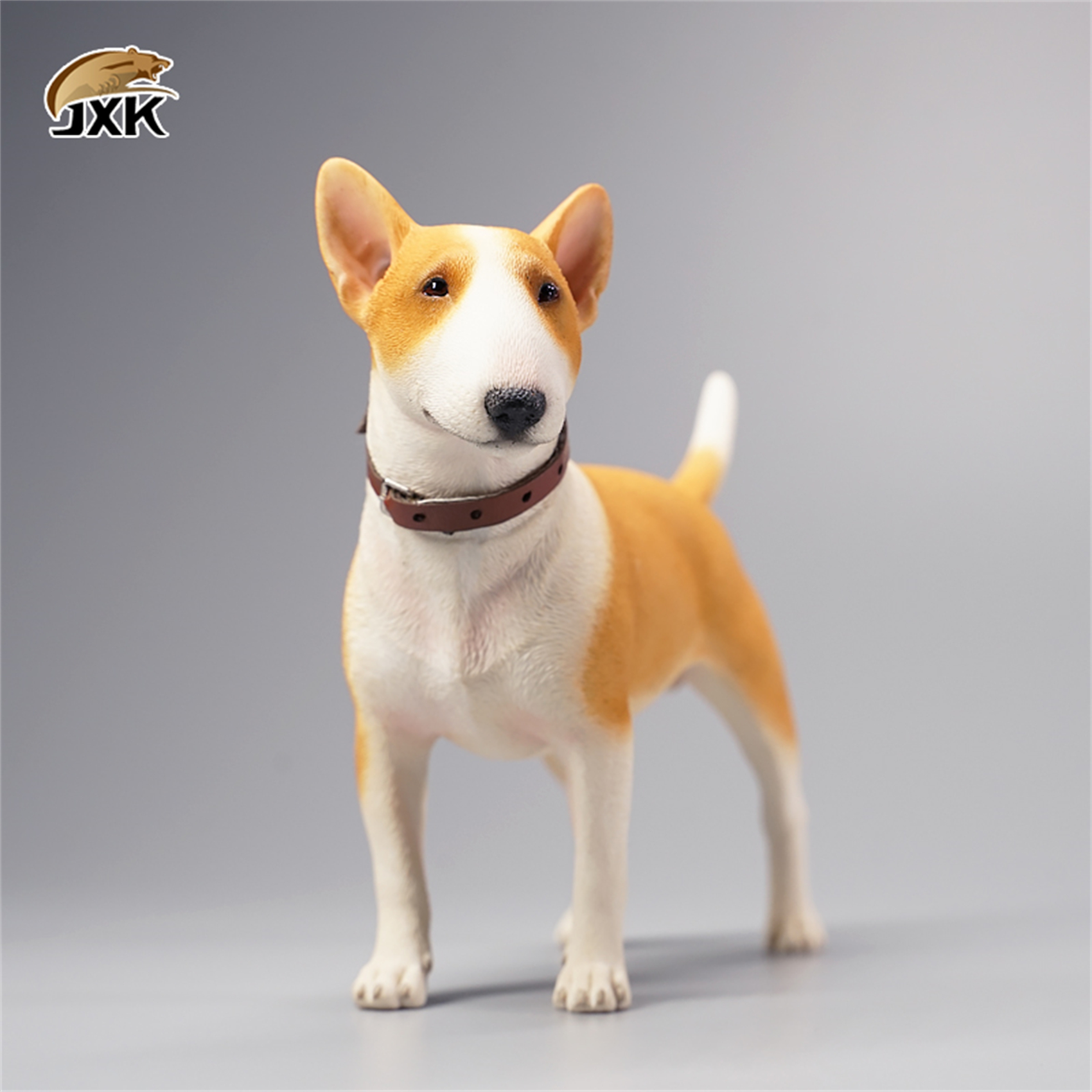 JXK 1:6 Scale Bull Terrier Figure Dog Pet Healing Figure Cute Canidae Animal Collector Toy Resin Desktop Decoration Gift