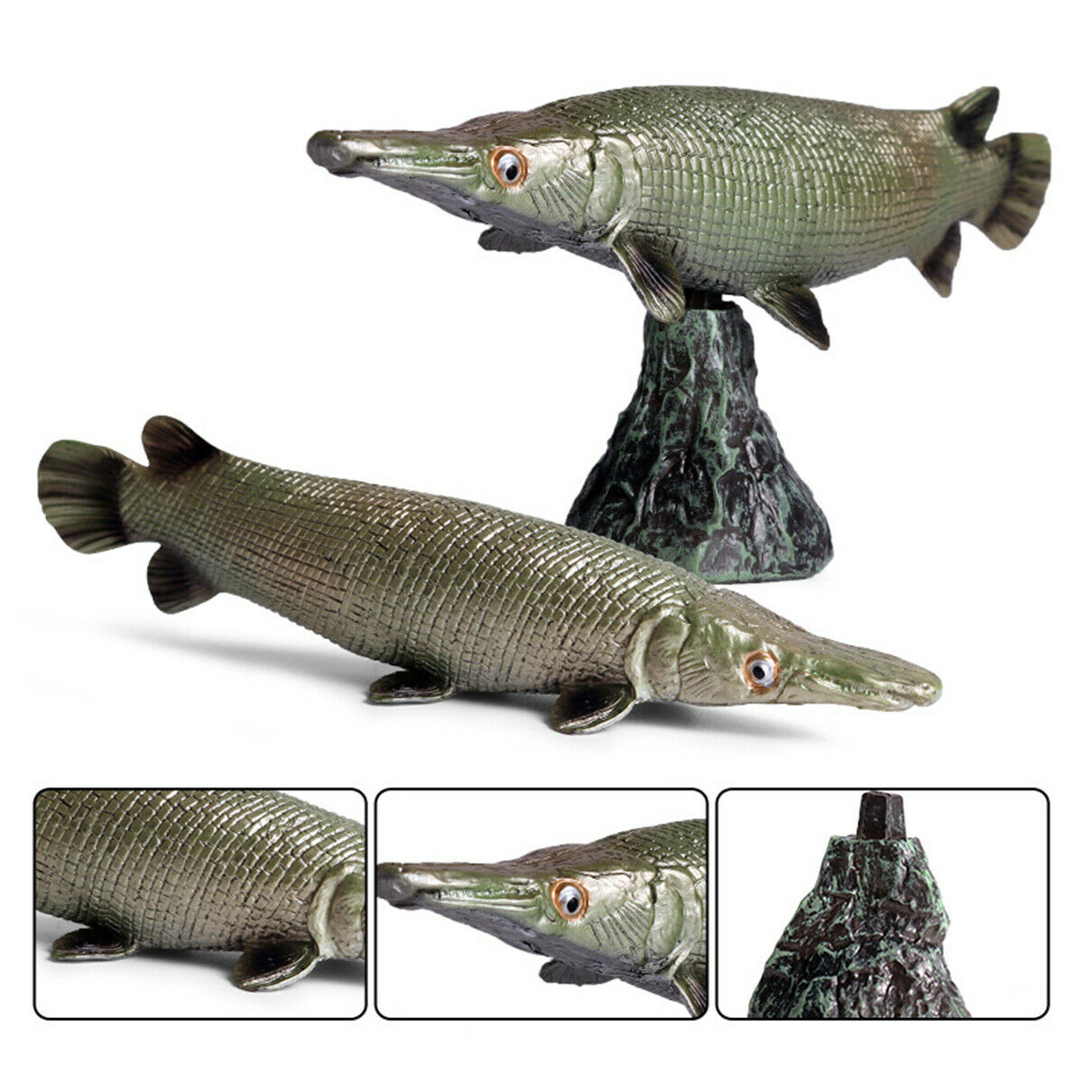 3Pcs Wild Fish Animal Figure Polypterus delhezi Arapaima gigas Pirarucu Alligator Gar Atractosteus Spatula Educational Model Toy