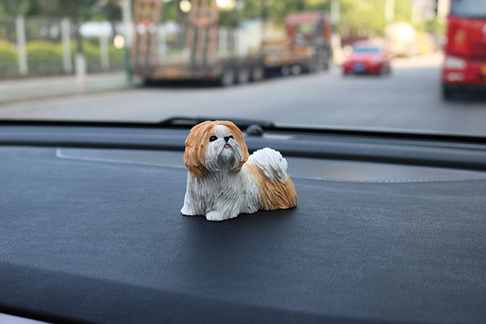 JJM Shih Tzu Dog Pet Figure Resin Model Canidae Animal Chrysanthemum Collector Toy Car Decoration Educational for Adults Kids