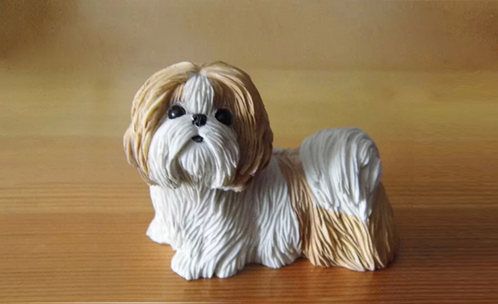 JJM Shih Tzu Dog Pet Figure Resin Model Canidae Animal Chrysanthemum Collector Toy Car Decoration Educational for Adults Kids