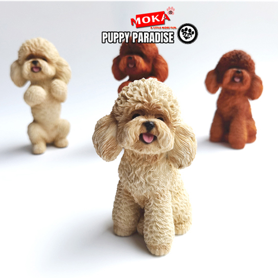JXK Cute Poodle Dog Pet Healing Figure Canidae Animal Collector Toy Resin Desktop Decoration Gift