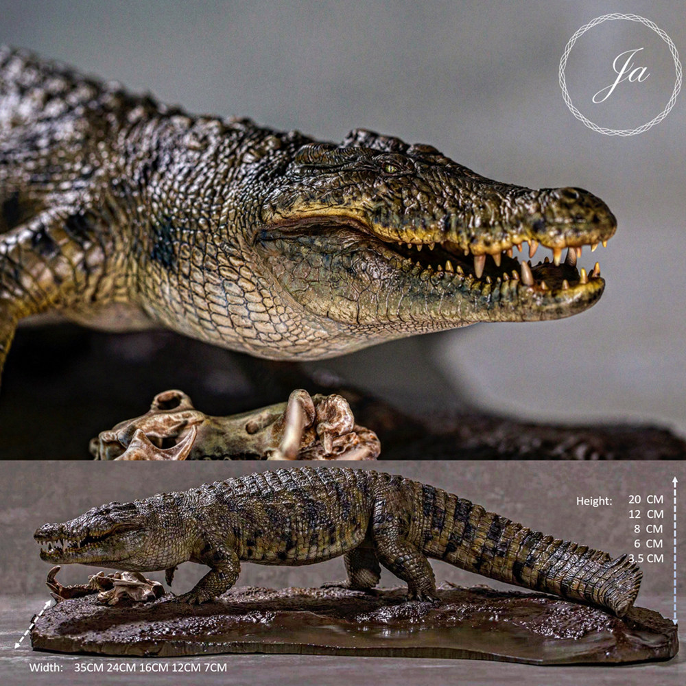 JA STUDIO 1/35 Crocodylus Niloticus Gustave Statue Figure Realistic Animal Collector GK Decoration Kids Gift Model Toy