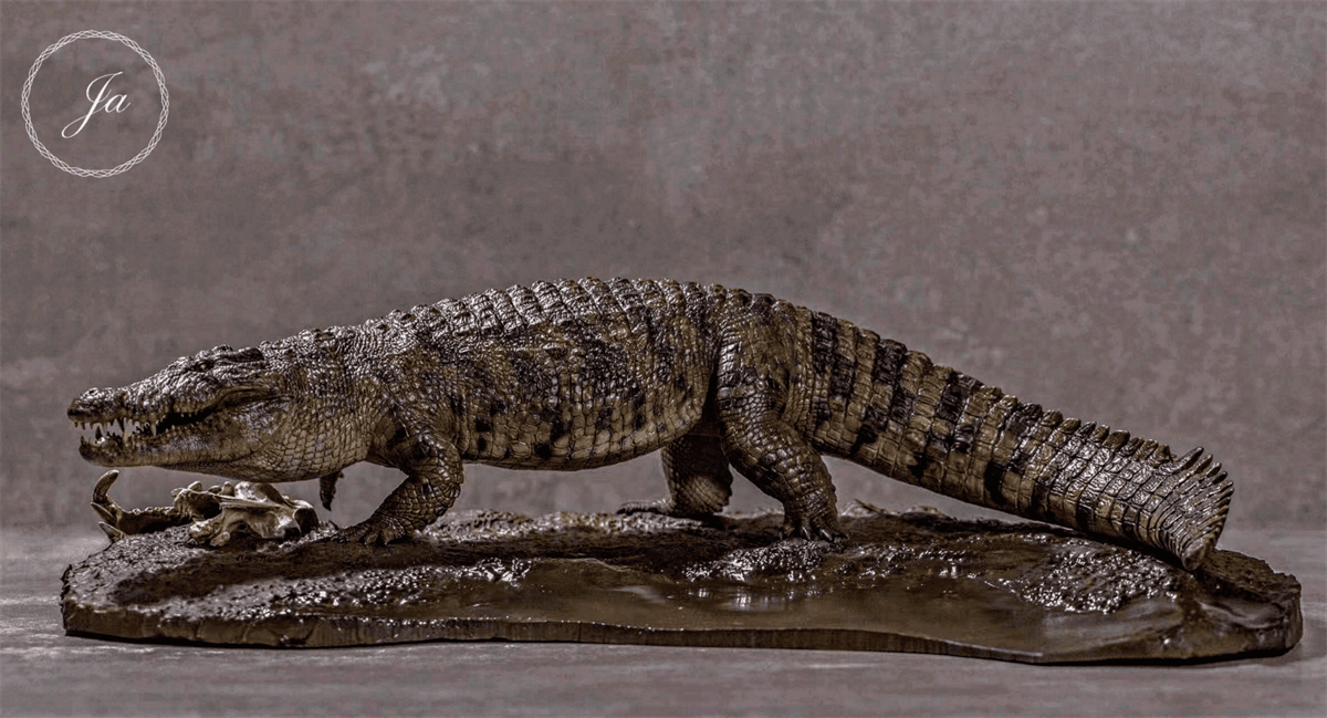 JA STUDIO 1/35 Crocodylus Niloticus Gustave Statue Figure Realistic Animal Collector GK Decoration Kids Gift Model Toy