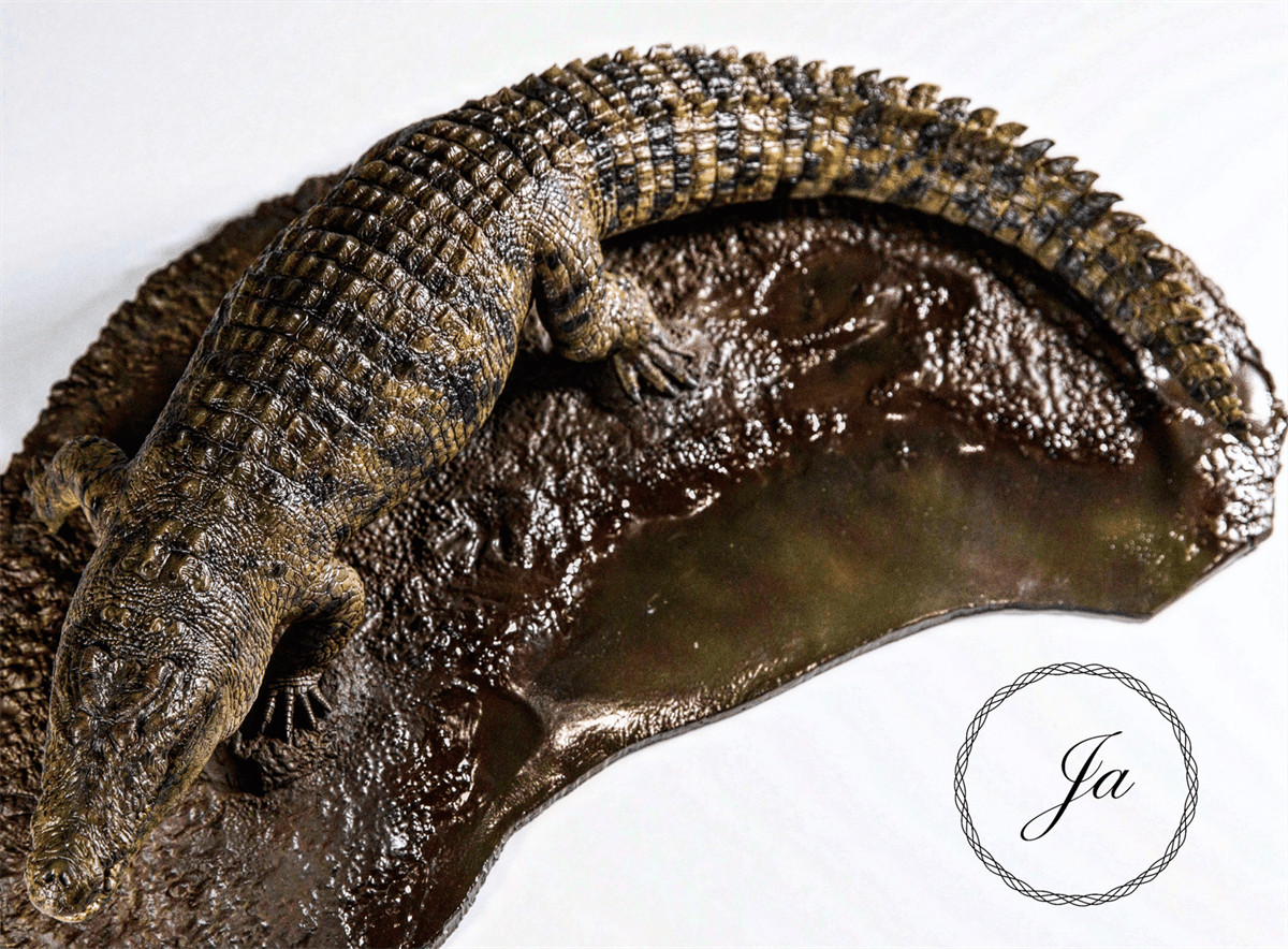 JA STUDIO 1/35 Crocodylus Niloticus Gustave Statue Figure Realistic Animal Collector GK Decoration Kids Gift Model Toy