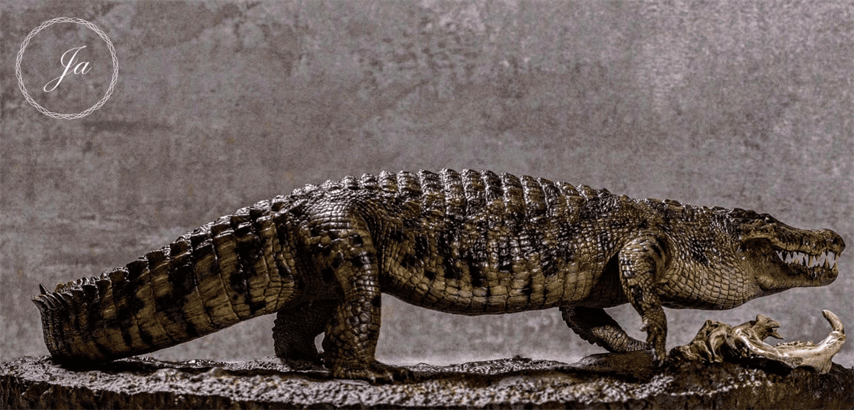 JA STUDIO 1/35 Crocodylus Niloticus Gustave Statue Figure Realistic Animal Collector GK Decoration Kids Gift Model Toy