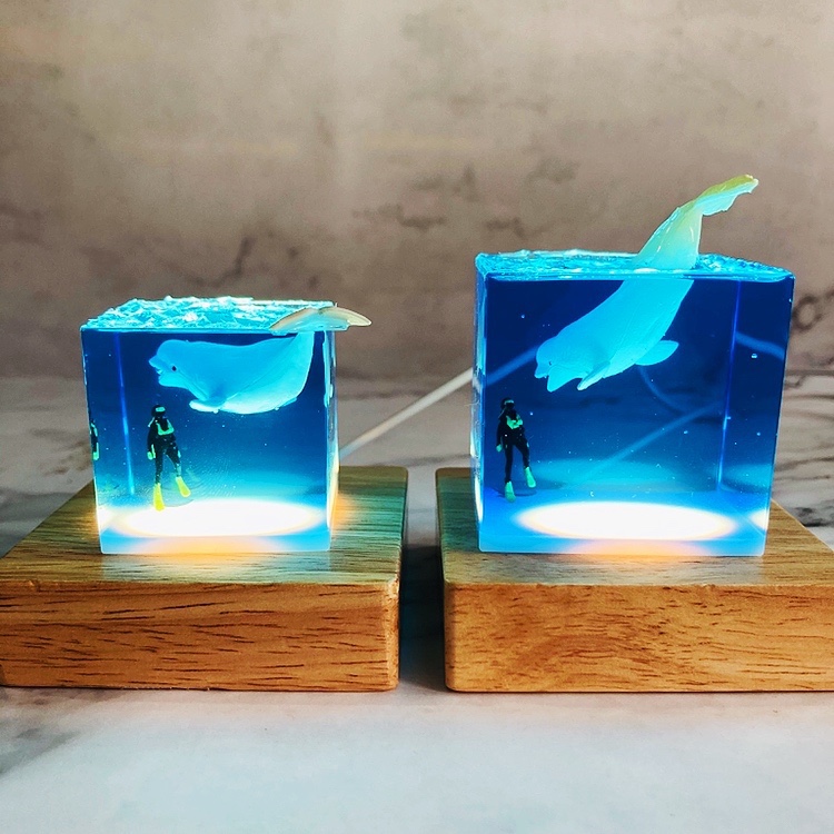 SETT STUDIO Beluga Whale Diver Decoration Fish Ocean Animal Collector Luminous Toys Gift Creative Adult Handmade Figure Model SETT STUDIO Beluga Whale Diver Decoration Fish Ocean Animal Collector Luminous Toys Gift Creative Adult Handmade Figure Model