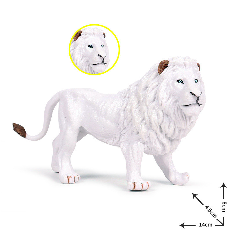 Wildlife White African Male Lion Figure Simulation PVC Animal Model Collector Action Figure Decor Educational Toy For Kids Gift
