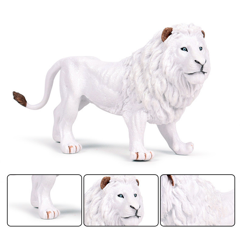 Wildlife White African Male Lion Figure Simulation PVC Animal Model Collector Action Figure Decor Educational Toy For Kids Gift