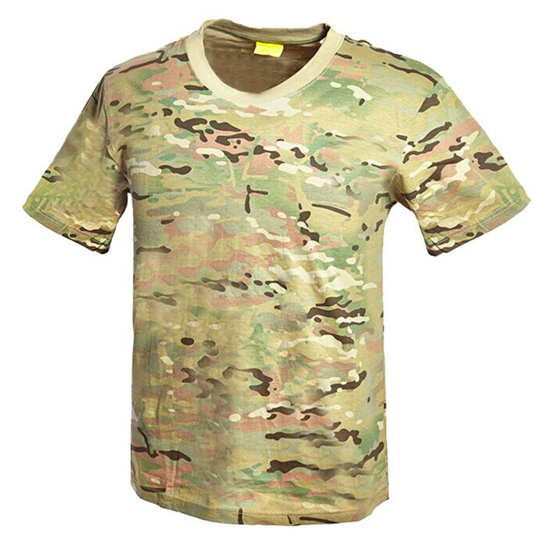 MEGE Military Camouflage Breathable Combat T-Shirt, Men Summer Cotton T-shirt, Army Camo Camp Tees