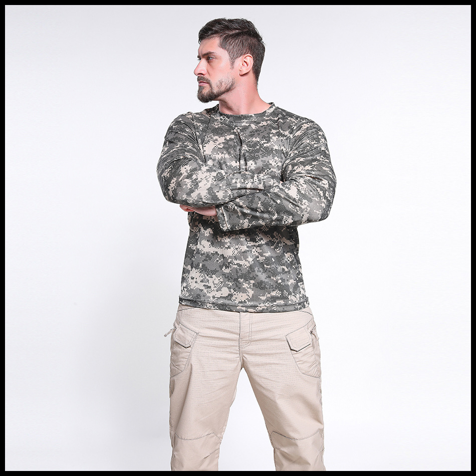 Mege Brand Military Camouflage Long Sleeve T shirts for Men Outdoor Combat Army Fast Dry GYM Sport Jogger Shirt Blusa Masculina
