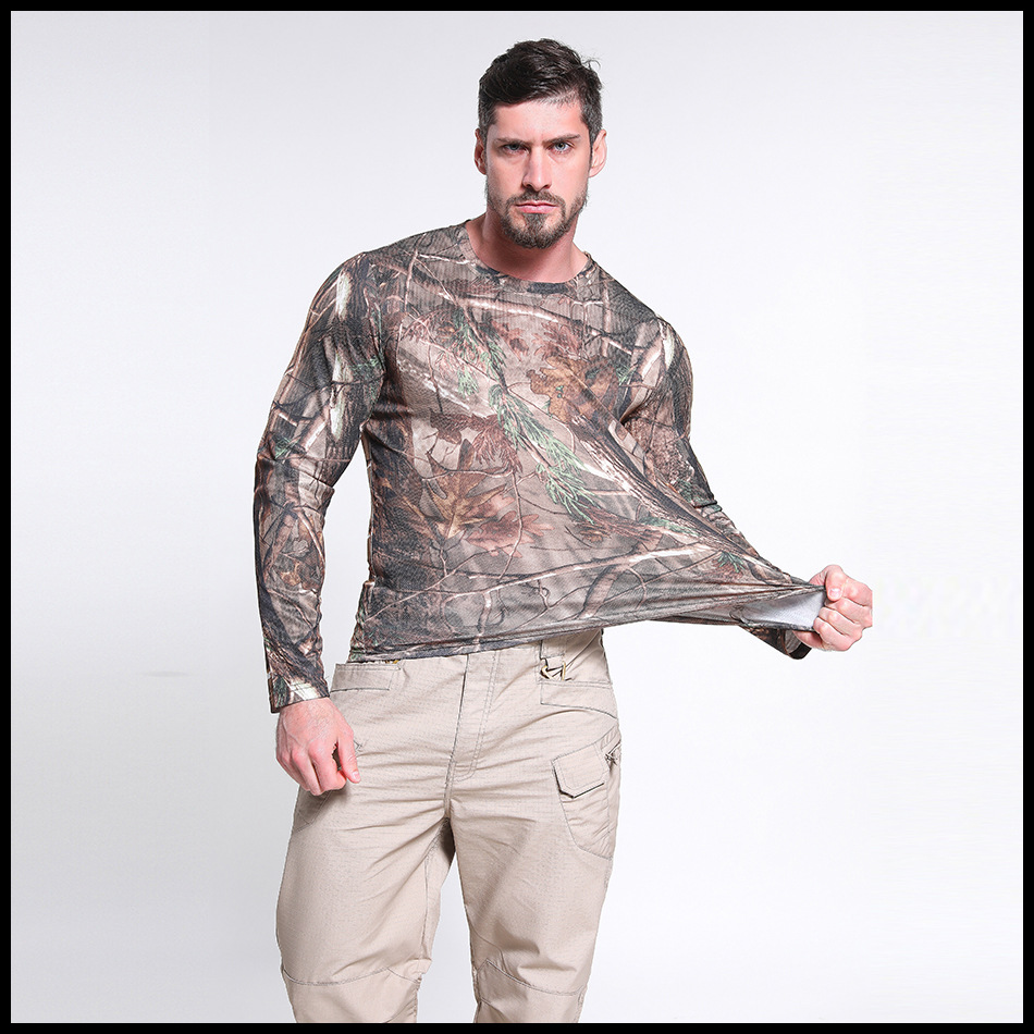 Mege Brand Military Camouflage Long Sleeve T shirts for Men Outdoor Combat Army Fast Dry GYM Sport Jogger Shirt Blusa Masculina