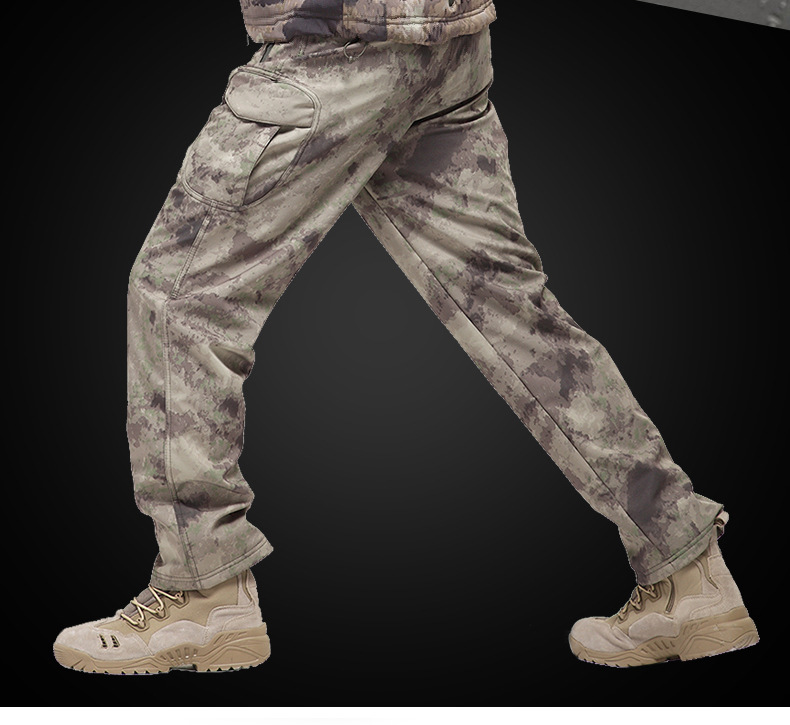 Men's Tactical Cargo Pants Camouflage Military Fleece Army Combat Trousers Waterproof Working Softshell Airsoft Korean Pants