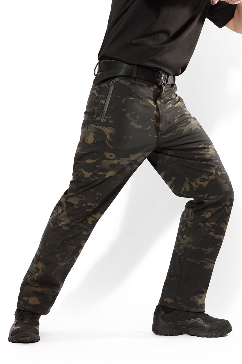 MEGE Soft Shell Tactical Camouflage Pants Men Combat Waterproof Military Cargo Warm Fleece Camo Winter Warm Army Modis Trousers