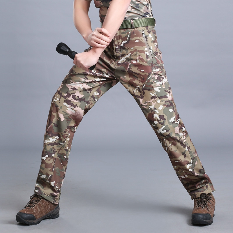 MEGE Soft Shell Tactical Camouflage Pants Men Combat Waterproof Military Cargo Warm Fleece Camo Winter Warm Army Modis Trousers