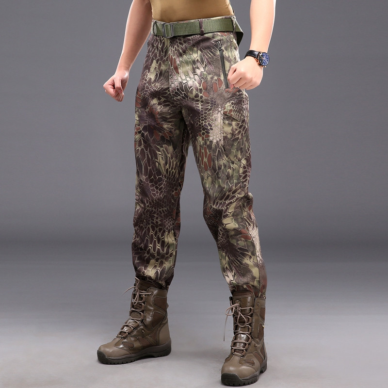 MEGE Soft Shell Tactical Camouflage Pants Men Combat Waterproof Military Cargo Warm Fleece Camo Winter Warm Army Modis Trousers