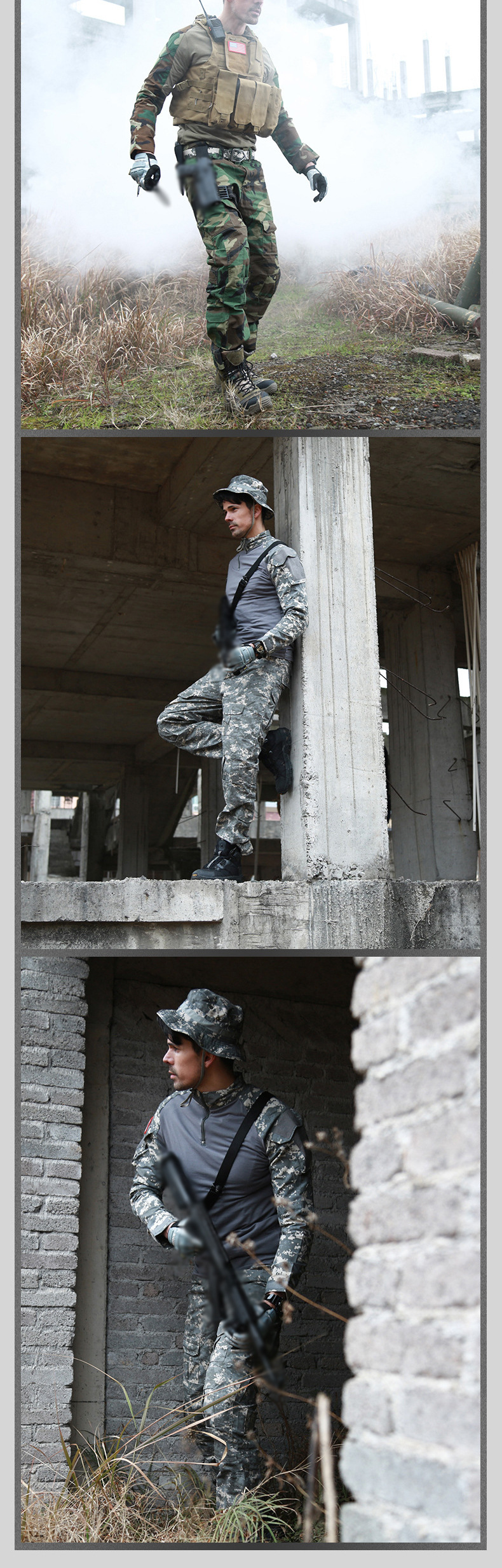 Camouflage military uniform us army combat shirt cargo multicam Airsoft paintball militar tactical clothing with knee pads