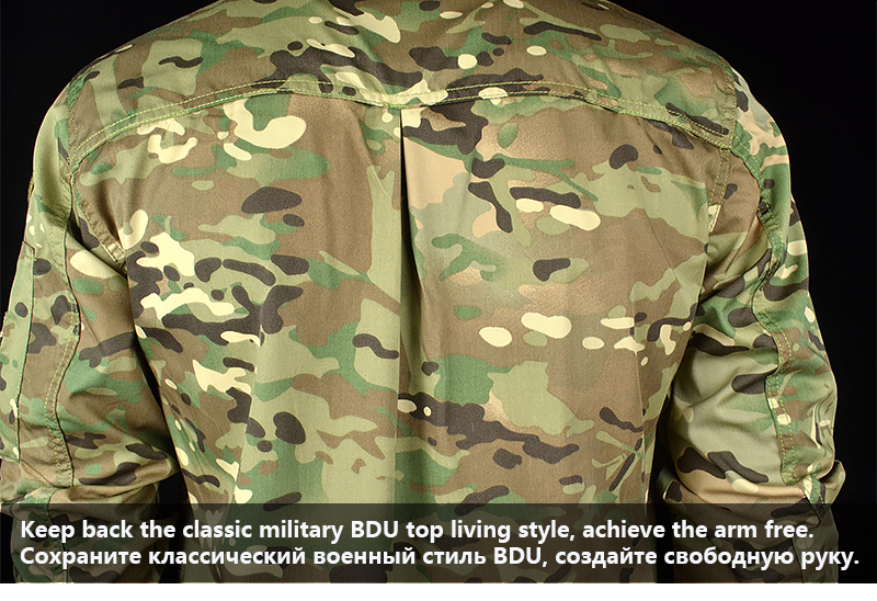 Mege Tactical Military Uniform Multicam Outdoor Men's Thin Combat Training Set Stretchable Cotton Hunting Shirt and Cargo Pants