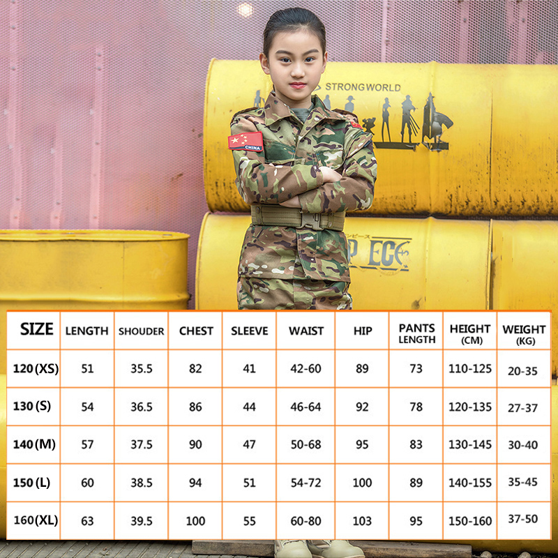 Mege Military Uniform for Children Outdoor Kids Teenagers Tactical Camouflage Combat Suit Army Soldier Airsoft CS Game Multicam