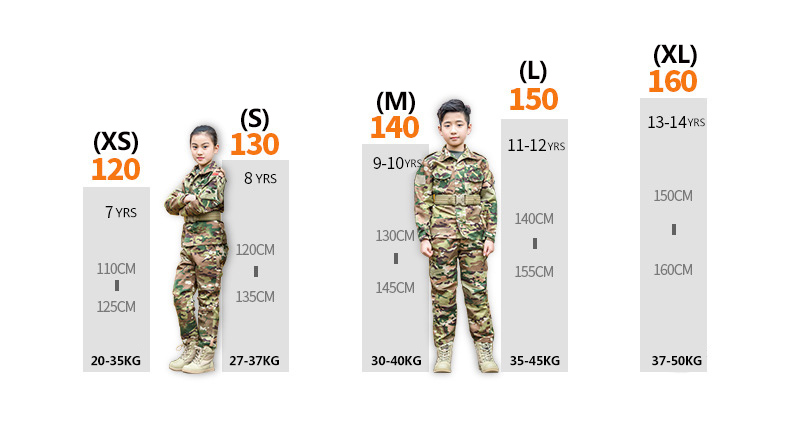 Mege Military Uniform for Children Outdoor Kids Teenagers Tactical Camouflage Combat Suit Army Soldier Airsoft CS Game Multicam