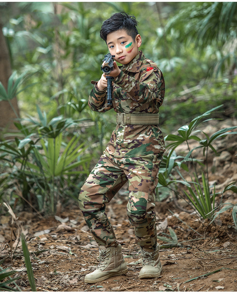 Mege Military Uniform for Children Outdoor Kids Teenagers Tactical Camouflage Combat Suit Army Soldier Airsoft CS Game Multicam