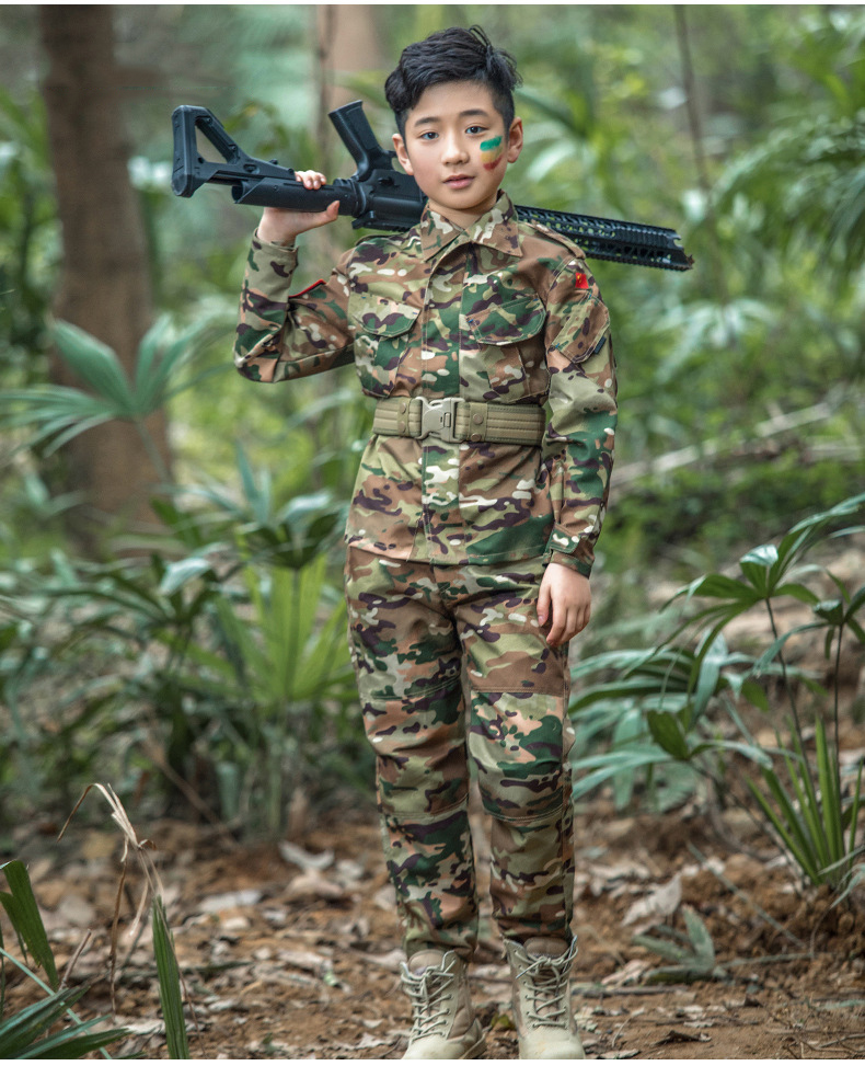 Mege Military Uniform for Children Outdoor Kids Teenagers Tactical Camouflage Combat Suit Army Soldier Airsoft CS Game Multicam