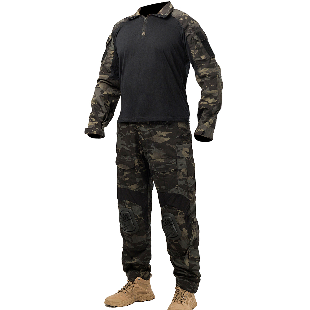 Mege Tactical Camouflage Military Combat Uniform Set Shirts Cargo Pants with Pads G3 Outdoor Soldier Airsoft Paintball Clothing