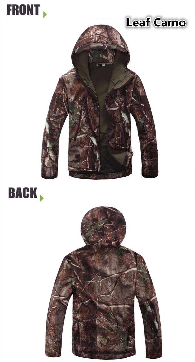 Men autumn winter jacket coat soft shell shark skin clothes, waterproof military clothing camouflage jacket