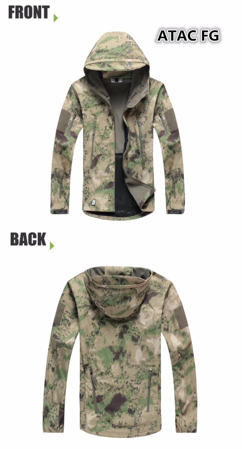 Men autumn winter jacket coat soft shell shark skin clothes, waterproof military clothing camouflage jacket