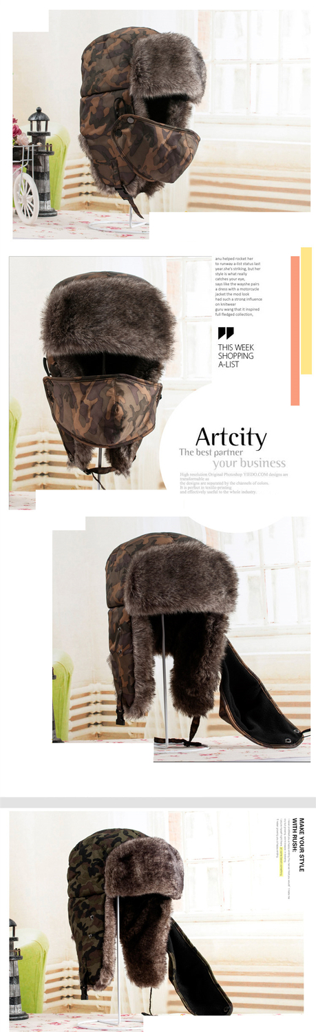 MEGE KNIGHT Brand Russian Bomber Hats Warm Winter Men and Women Unisex Earmuffs Cap With Mask Thick CamoCap Ear Riding MEGE KNIGHT Brand Russian Bomber Hats Warm Winter Men and Women Unisex Earmuffs Cap With Mask Thick CamoCap Ear Riding