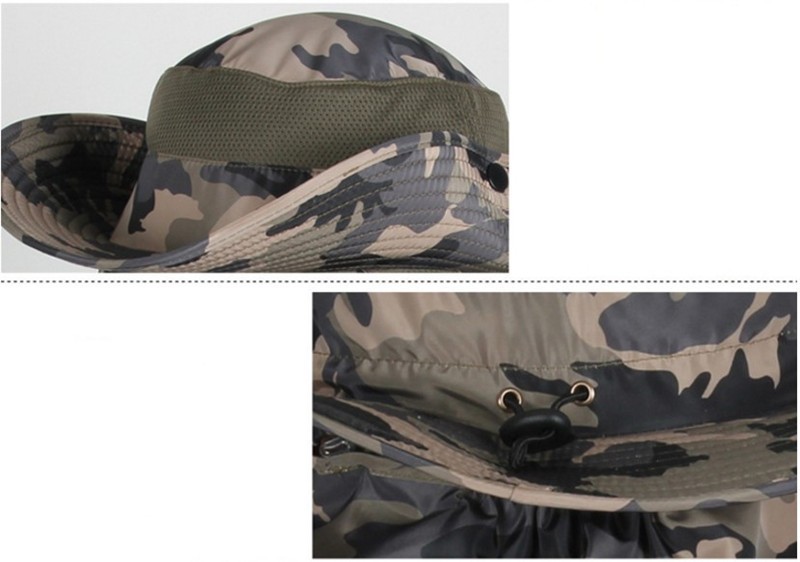 Insect Proofing Camouflage Bucket Hats, Military Mens hat, Mosquitoes Protection, Tactical Boonie Hats topee, One Size for 56-59