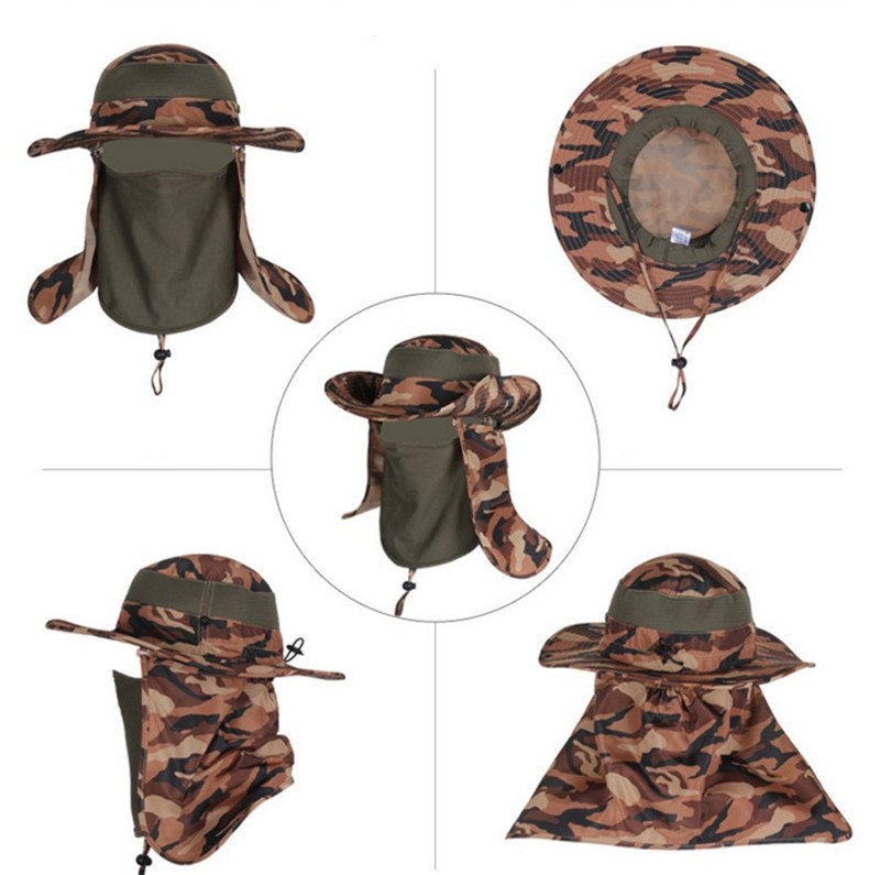 Insect Proofing Camouflage Bucket Hats, Military Mens hat, Mosquitoes Protection, Tactical Boonie Hats topee, One Size for 56-59