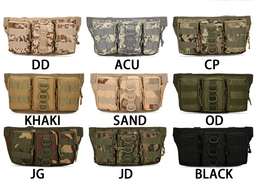 MEGE KNIGHT Outdoor Sports Camouflage Storage Triple Pockets Multifunctional Tactical Bag Outdoor Pouch Waist Bag Molle System