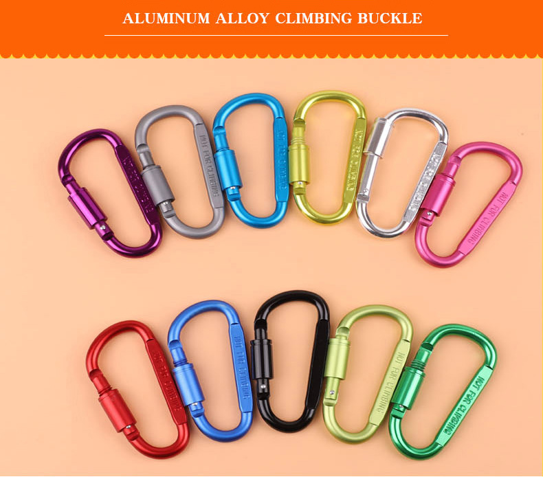 Survival D-ring Locking Carabiner Clip Set Screw Lock Hanging Hook Buckle Karabiner Camping Climbing Equipment Mountaineering