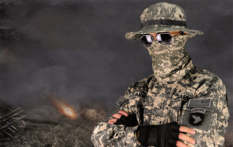 MEGE Unisex Camouflage Scarf, Tactical Multifunctional Army Mesh, Breathable Airsoft Paintball Scarf, Wrap Mask Shemagh Veil