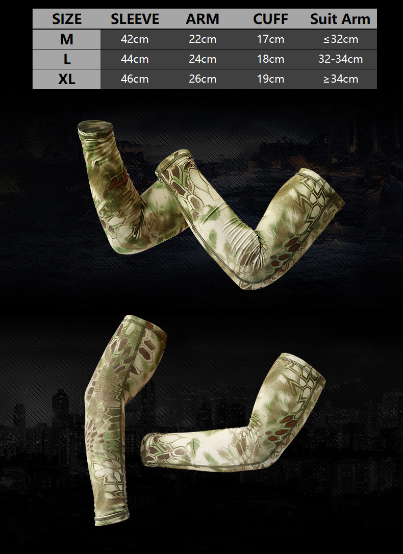 Mege Tactical Camouflage Sports 2pcs Arm Sleeve Basketball Cycling Arm Warmer Summer Running Fishing UV Protection Cuff Cover