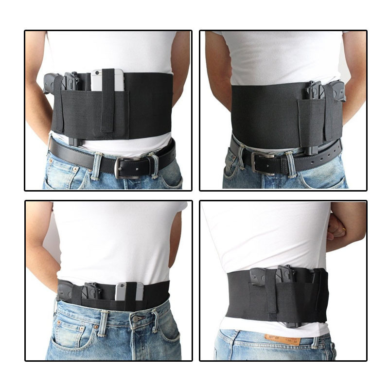 Mege Tactical Holster Concealed Carry Pistol Gun Pouch 37inch Waist Bag Outdoor Invisible Military Airsoft Elastic Belly Band