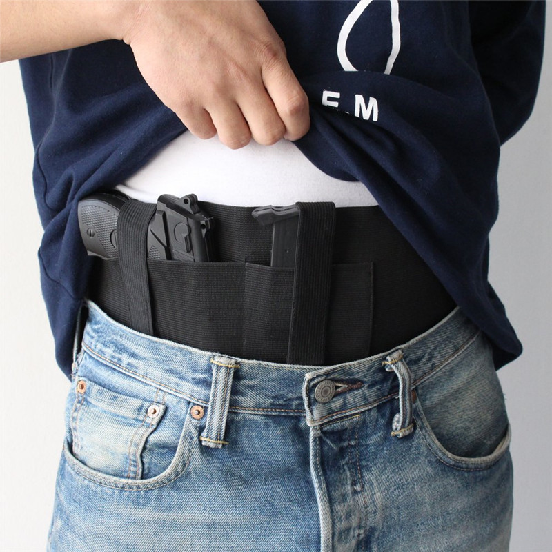 Mege Tactical Holster Concealed Carry Pistol Gun Pouch 37inch Waist Bag Outdoor Invisible Military Airsoft Elastic Belly Band