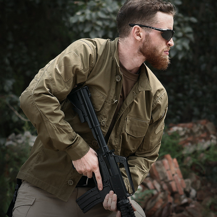 MEGE Brand Tactical Jacket Shirt Military Army Clothing Camouflage Multi Pockets Spring Summer Male Combat Outwear Rip stop