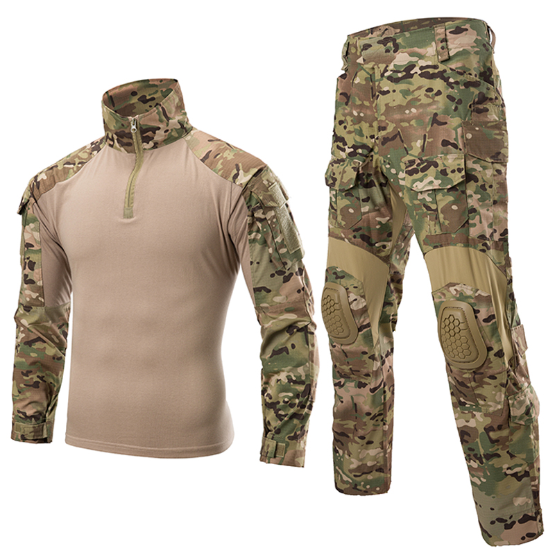 Mege Tactical Military Shooting Uniform Set Camouflage G3 Combat Shirts Cargo Pants With Knee Pads Airsoft Paintball Clothing