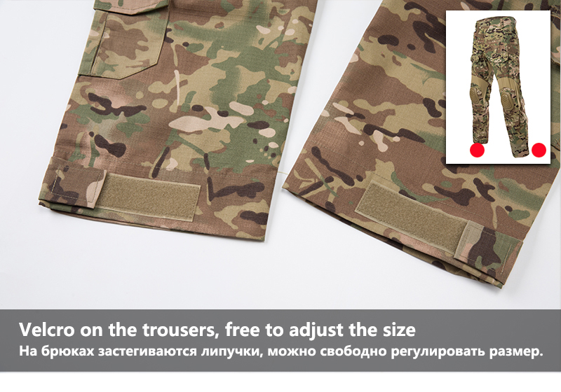 Mege Tactical Military Shooting Uniform Set Camouflage G3 Combat Shirts Cargo Pants With Knee Pads Airsoft Paintball Clothing