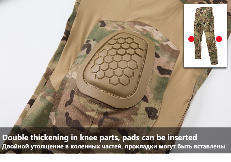 Mege Tactical Military Shooting Uniform Set Camouflage G3 Combat Shirts Cargo Pants With Knee Pads Airsoft Paintball Clothing