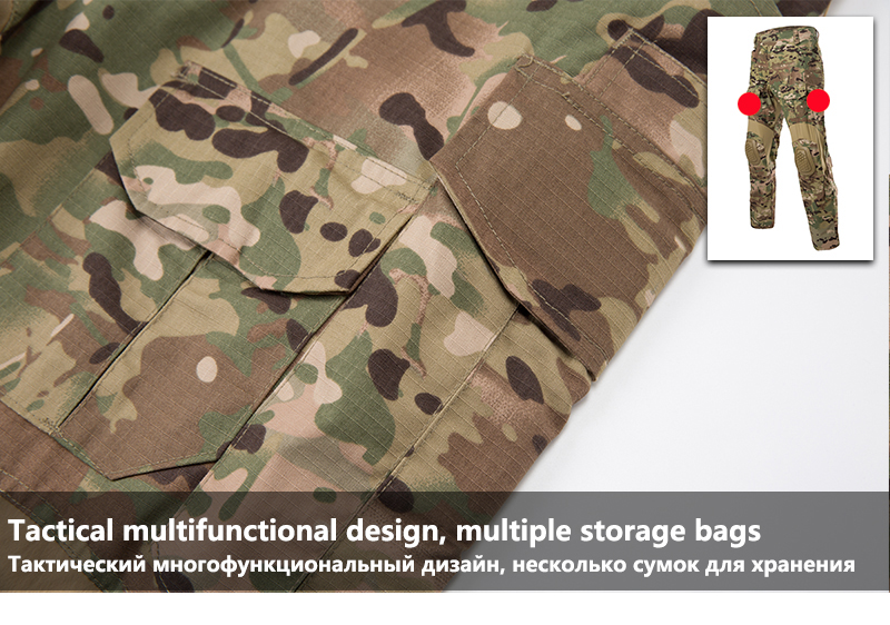 Mege Tactical Military Shooting Uniform Set Camouflage G3 Combat Shirts Cargo Pants With Knee Pads Airsoft Paintball Clothing
